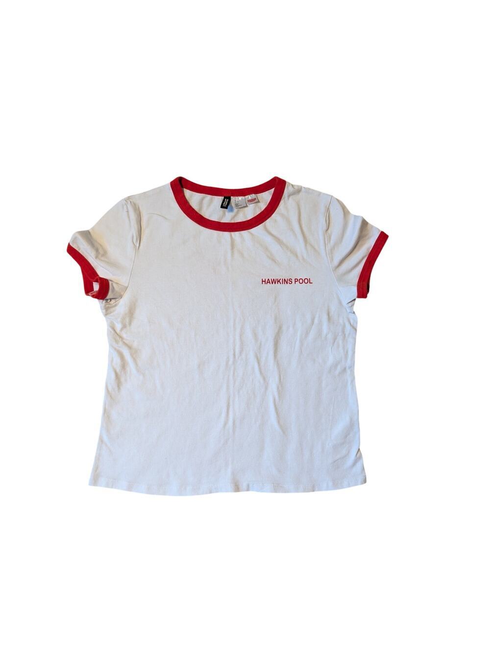 Stranger Things Hawkins Pool women's T-shirt size large, slightly cropped